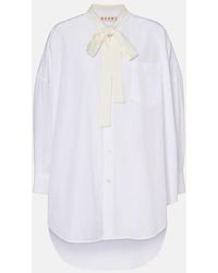 Marni - Tie-Neck Cotton Shirt Dress - Lyst