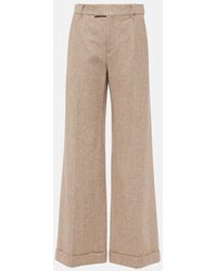 Brunello Cucinelli - Chevron Wool-Blend Flared Pants - Lyst