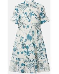 Erdem - Floral Tiered Cotton And Linen Minidress - Lyst