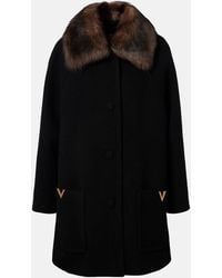 Valentino - Shearling-Trimmed Virgin Wool Coat - Lyst