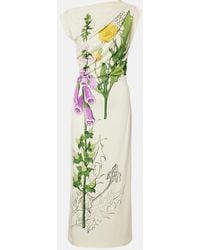 Oscar de la Renta - Draped Printed Jersey Midi Dress - Lyst