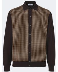 Lardini - Houndstooth Wool Cardigan - Lyst