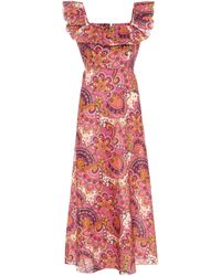 Zimmermann Midikleid Carnaby aus Leinen - Pink