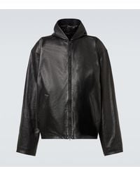 Balenciaga - Hooded Leather Blouson - Lyst