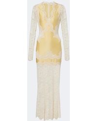 Rabanne - Lace And Satin Maxi Dress - Lyst