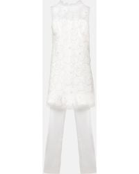 Self-Portrait - Bridal Bow-Detail Beaded Satin Minidress - Lyst