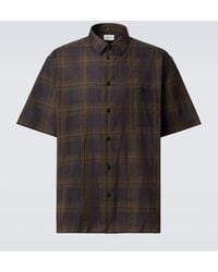 Saint Laurent - Camisa De Gasa De Algodon A Cuadros - Lyst