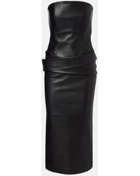 Alex Perry - Strapless Leather Midi Dress - Lyst