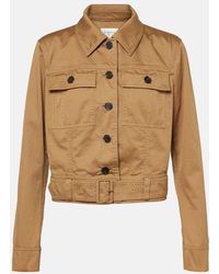 Saint Laurent Cotton Serge Crop Jacket in Natural | Lyst