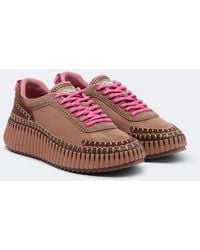 Chloé - Nama Leather-Trimmed Platform Sneakers - Lyst