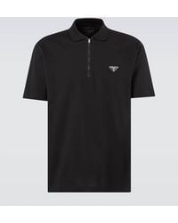Prada - Re-Nylon-Trimmed Cotton Pique Polo Shirt - Lyst