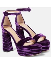 Gianvito Rossi - Holly Velvet Platform Sandals - Lyst