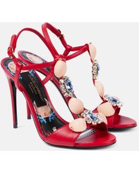 Dolce & Gabbana - Capri Embellished Leather Sandals - Lyst