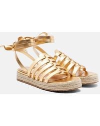 Gianvito Rossi - Pompei Metallic Leather Espadrille Sandals - Lyst