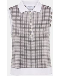 Thom Browne - 4-bar Checked Silk And Cotton Top - Lyst