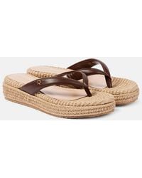 Gianvito Rossi - Leather Platform Espadrille Thong Sandals - Lyst