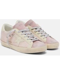 Golden Goose - Super-Star Suede-Trimmed Sneakers - Lyst