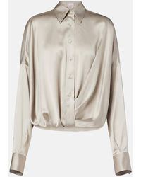 Brunello Cucinelli - Silk-Blend Satin Shirt - Lyst