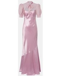 Alessandra Rich - Tie-Neck Silk Satin Gown - Lyst