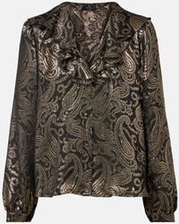 Etro - Blusa En Mezcla De Seda Con Paisley Y Volantes - Lyst