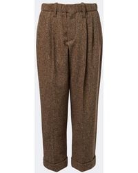 Brunello Cucinelli - High-Rise Wool-Blend Straight Pants - Lyst