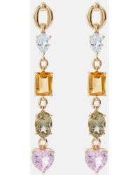 Nadine Aysoy - Catena 18kt Gold Earrings With Topaz, Citrine, Amethysts And Sapphires - Lyst