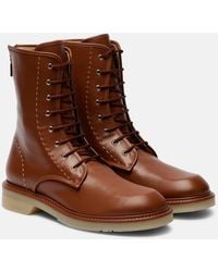 Max Mara - Schnuerstiefel Urbancombat Aus Leder - Lyst