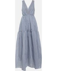Brunello Cucinelli - Striped Cotton And Silk Maxi Dress - Lyst