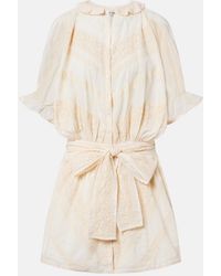 Juliet Dunn - Embroidered Cotton Shirt Dress - Lyst