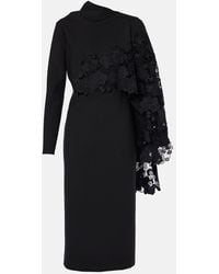 Oscar de la Renta - Vestido Midi De Guipur Floral De Lana - Lyst