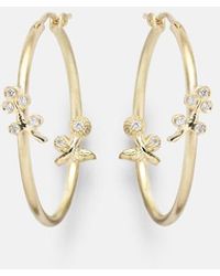 Ileana Makri - Medium 18Kt Hoop Earrings With Diamonds - Lyst