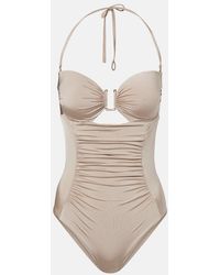 Max Mara - Curva Ruched Halterneck Swimsuit - Lyst