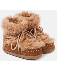 Inuikii - Long Curly Shearling And Suede Snow Boots - Lyst