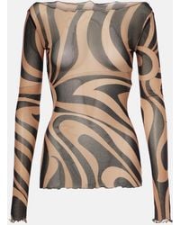 PUCCI - Marmo Semi-Sheer Tulle Top - Lyst