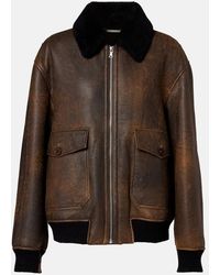 Nour Hammour - Anton Shearling-Lined Leather Bomber Jacket - Lyst
