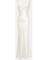 Danielle Frankel - Bridal Chiara Draped Silk And Wool Gown - Lyst