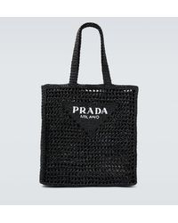 Prada - Logo Crochet Tote Bag - Lyst