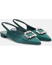 Manolo Blahnik - Mayjou Satin Slingback Flats - Lyst