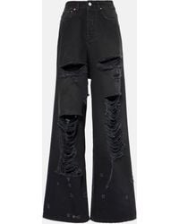 Vetements - Distressed Wide-Leg Cotton Jeans - Lyst