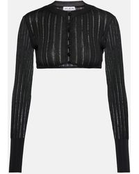Alaïa - Ribbed-Knit Cropped Cardigan - Lyst