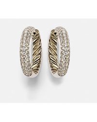 David Yurman - Dy Mercer 18Kt Hoop Earrings With Diamonds - Lyst