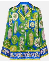 ALÉMAIS - Printed Silk Satin Shirt - Lyst
