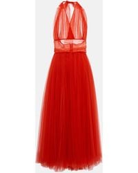 Dolce & Gabbana - Halter-neck Tulle Midi Dress - Lyst