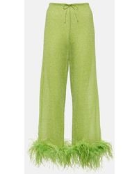 Oséree - Lumiere Plumage Feather-trimmed Pants - Lyst