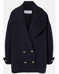 Loewe - Pebble Wool Peacoat - Lyst