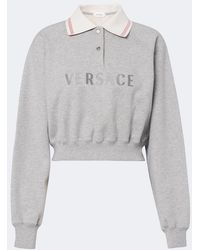 Versace - Cropped Cotton Jersey Polo Shirt - Lyst