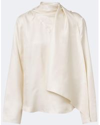 Loulou de Saison - Gala Draped Scarf-Detail Silk Twill Top - Lyst