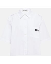 Miu Miu - Camisa en popelin de algodon con logo - Lyst