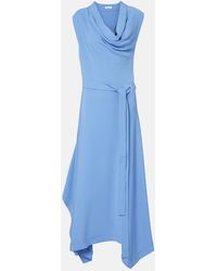 Ferragamo - Gancini Draped Asymmetric Cady Maxi Dress - Lyst
