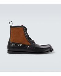 Loewe - Campo Suede And Leather Lace-Up Boots - Lyst